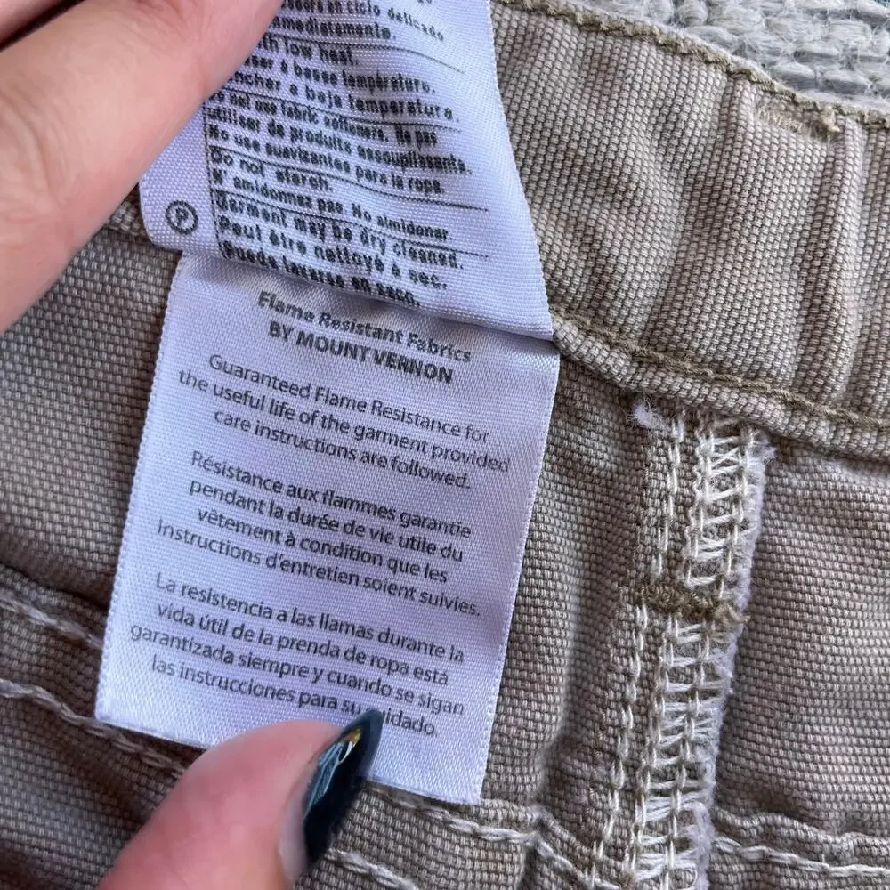 Carhartt Men's FRB180 GKH Flame-Resistant Canvas Cargo Khaki Pants - Size‎ 36x34